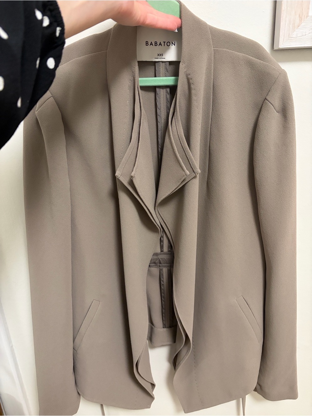 Babaton Taupe Open-Front Blazer Jacket